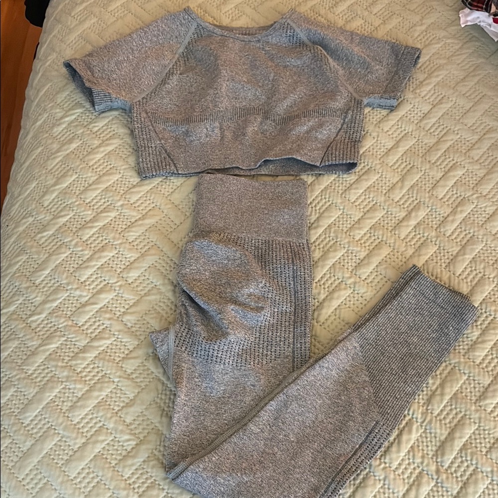 Green/Grey  Cropped Top and Leggings Set
